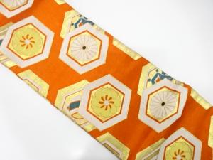 アンティーク　花亀甲に宝尽くし模様織り出し子供帯（材料）